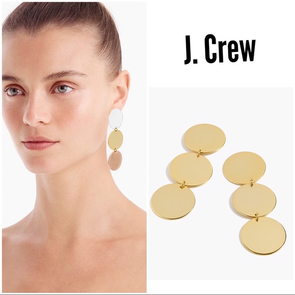 J. crew BURNISHED GOLD Disc Drop Earrings - Picture 2 of 2